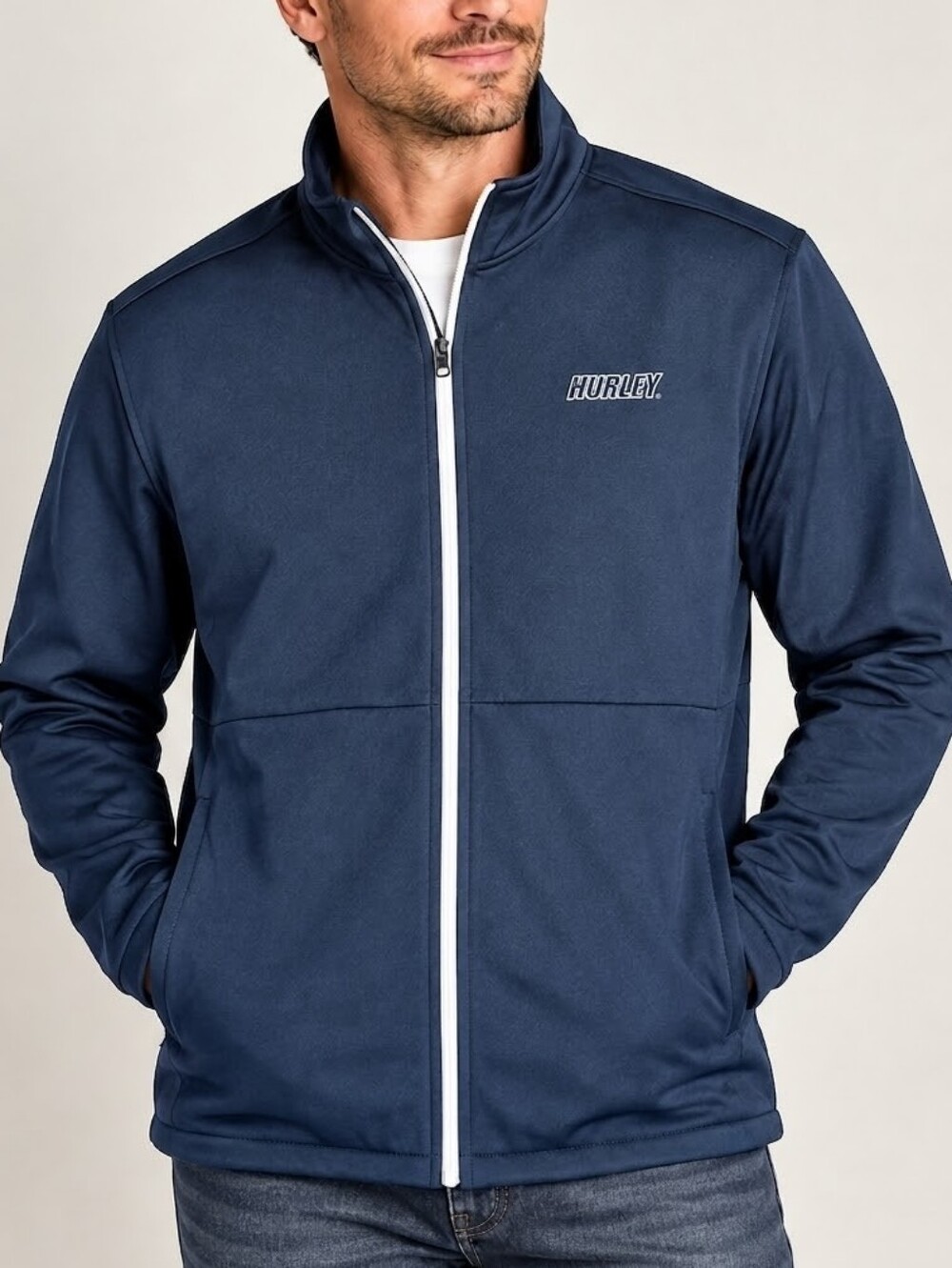 Hurley Mens XL Track Jacket Byron Heat Blue Full Zip Lightweight Coat Athletic